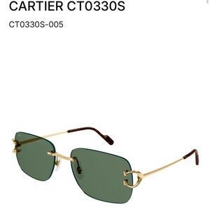 Cartier CT0330S Rimless Sunglasses Gold Frame Green Lenses
